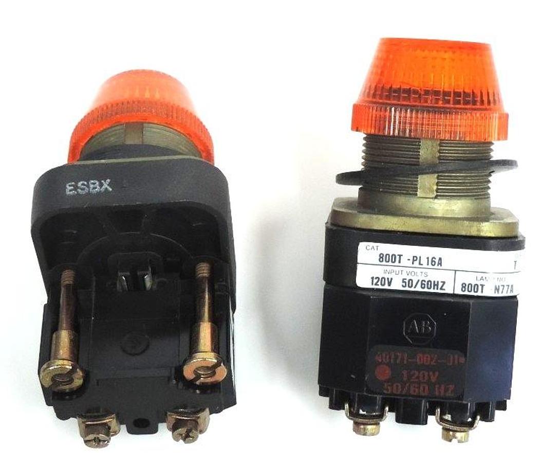 Used LOT OF 2 ALLEN BRADLEY 800T-PL16A PILOT LIGHTS 800TPL16A SER. T W/ 40171-002-01