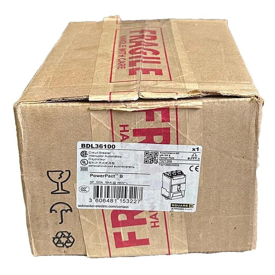 NEW SQUARE D BDL36100 PowerPact B CIRCUIT BREAKER BD100 3P 100A 18kA @ 480V