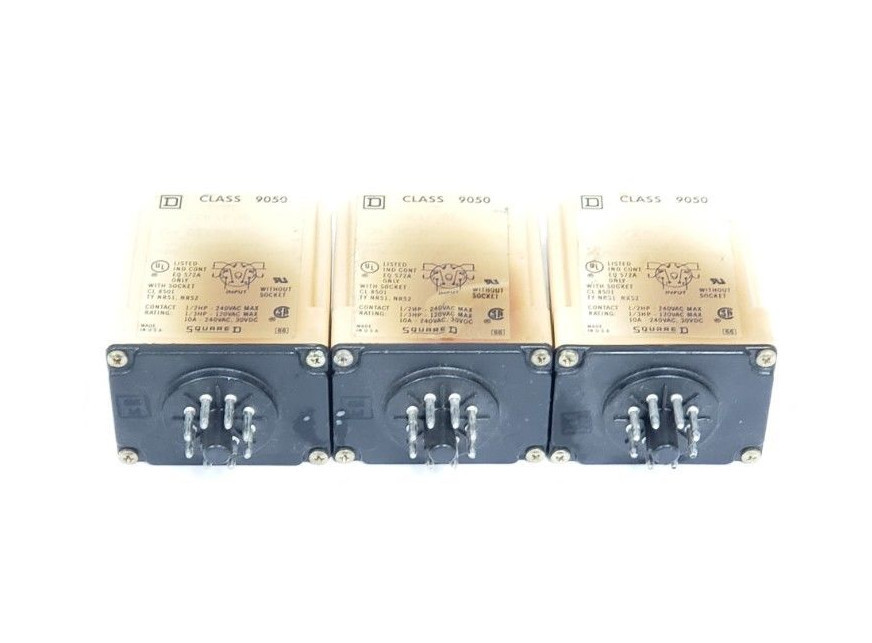 Used LOT OF 3 SQUARE D 9050-JCK1F30V14 TIMER RELAYS 240VAC 10A T-JCK 9050JCK1F30V14
