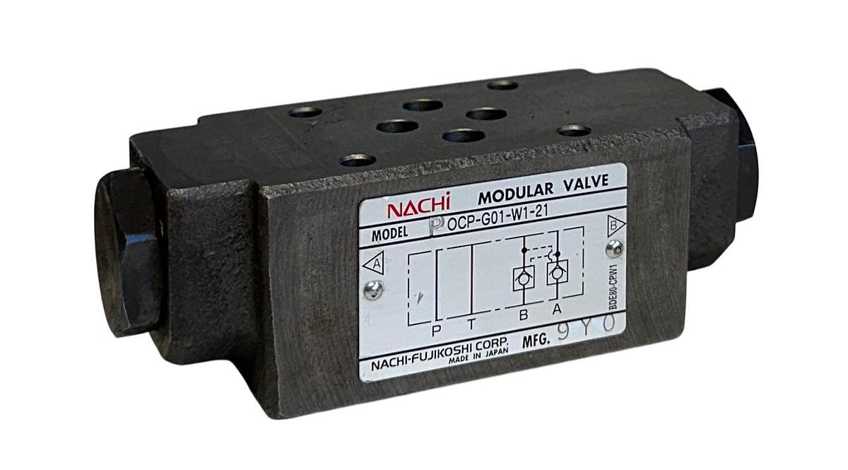 Used NACHI OCP-G01-W1-21 / OCPG01W121 HYDRAULIC MODULAR VALVE W/ CHECK NSNP