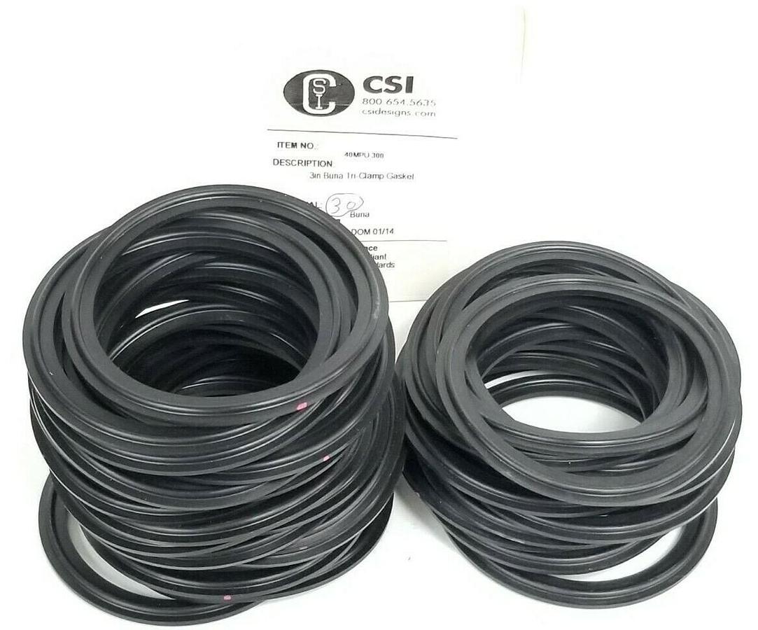 LOT OF 48 NEW CSI DESIGNS 40MPU-300 3" BUNA TRI-CLAMP GASKETS 40MPU300