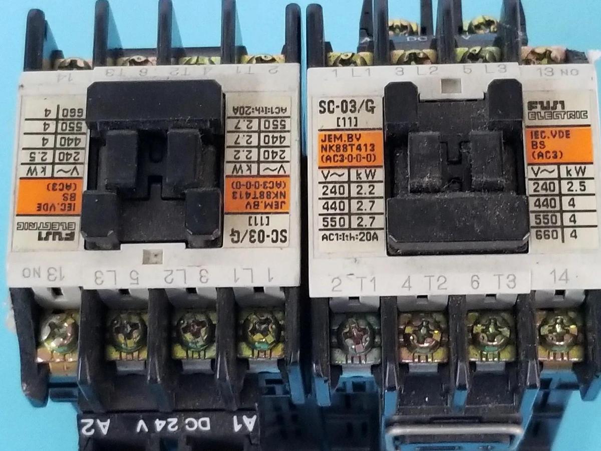 Used LOT OF 2 FUJI ELECTRIC SC-03/G CONTACTORS 11A, CAT NO 4GC0A, SC03G