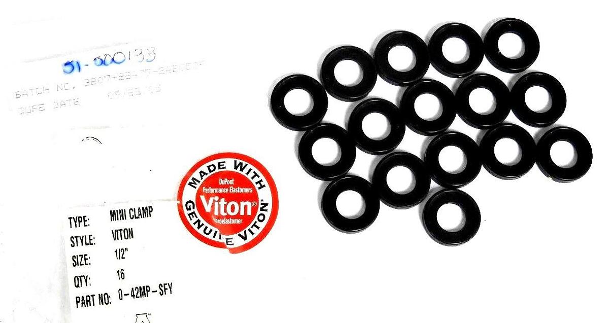 Used LOT OF 16 NEW VITON 0-42MP-SFY TRI-CLAMP GASKETS 1/2" 042MPSFY