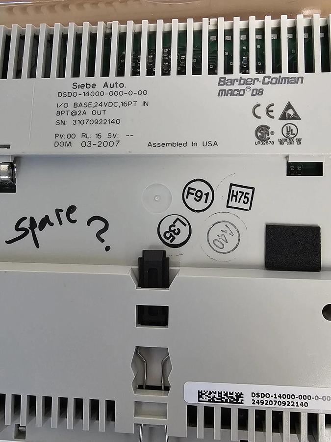 Used BARBER-COLMAN DSDO-14000-000-00-0 1/O BASE, 24VDC, 16PT IN DSDO14000000000