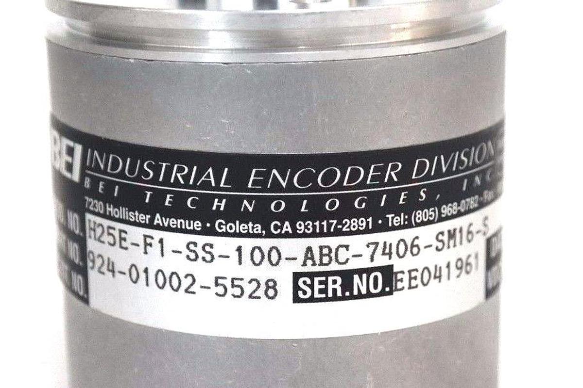 Used NEW BEI H25E-F1-SS-100-ABC-7406-SM16-S ENCODER PART NO. 924-01002-5528