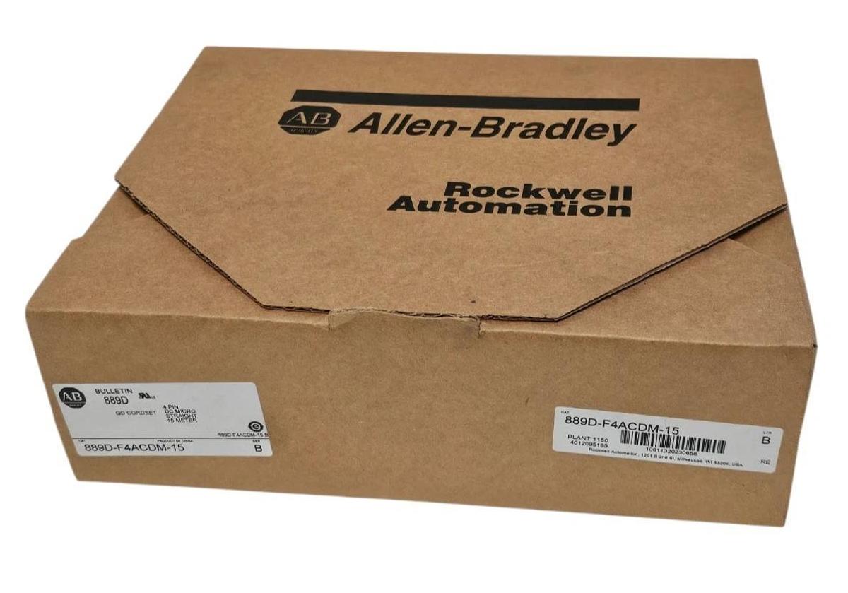 Used NIB ALLEN BRADLEY 889D-F4ACDM-15 QD CORDSET 4-PIN 15M 889DF4ACDM15 SER. B