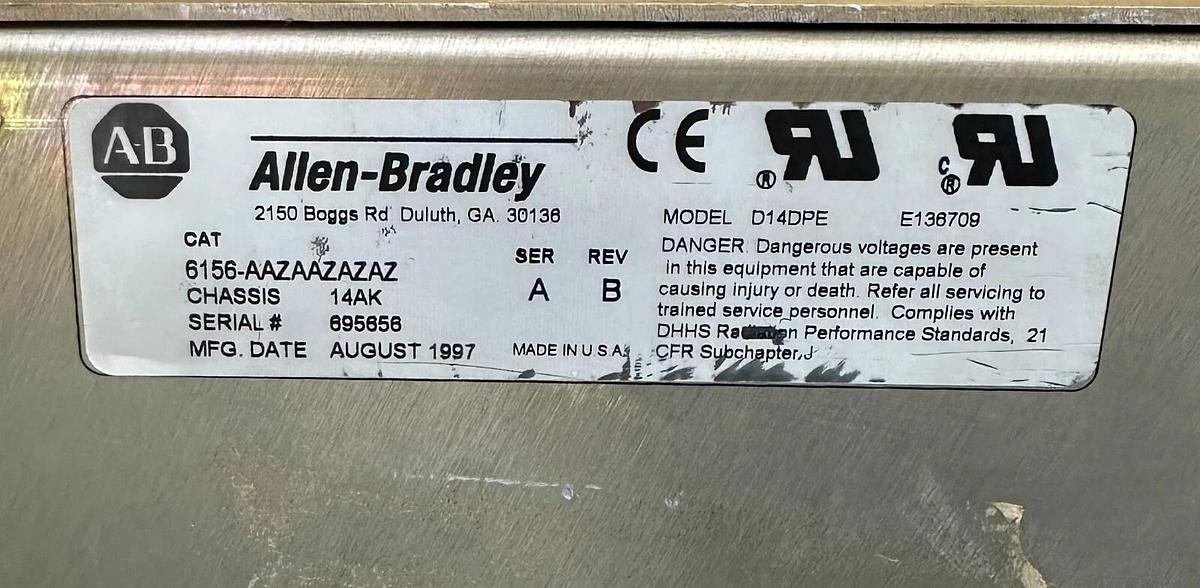 Used ALLEN BRADLEY 6156-AAZAAZAZAZ /A INDUSTRIAL MONITOR REV. B D14DPE 6156AAZAAZAZAZ