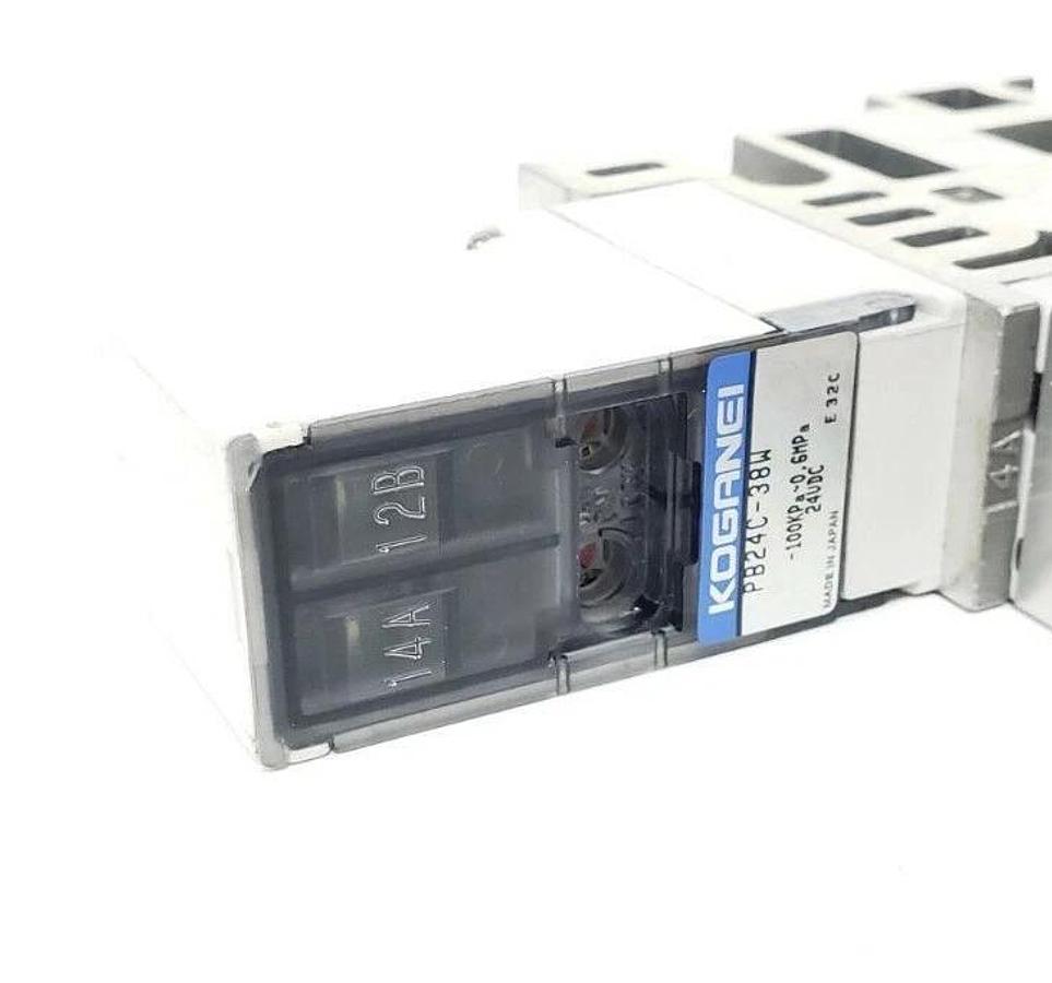 Used KOGANEI PB24C-38W SOLENOID VALVE W/ A111E1-PSL-1001W COIL, 24VDC