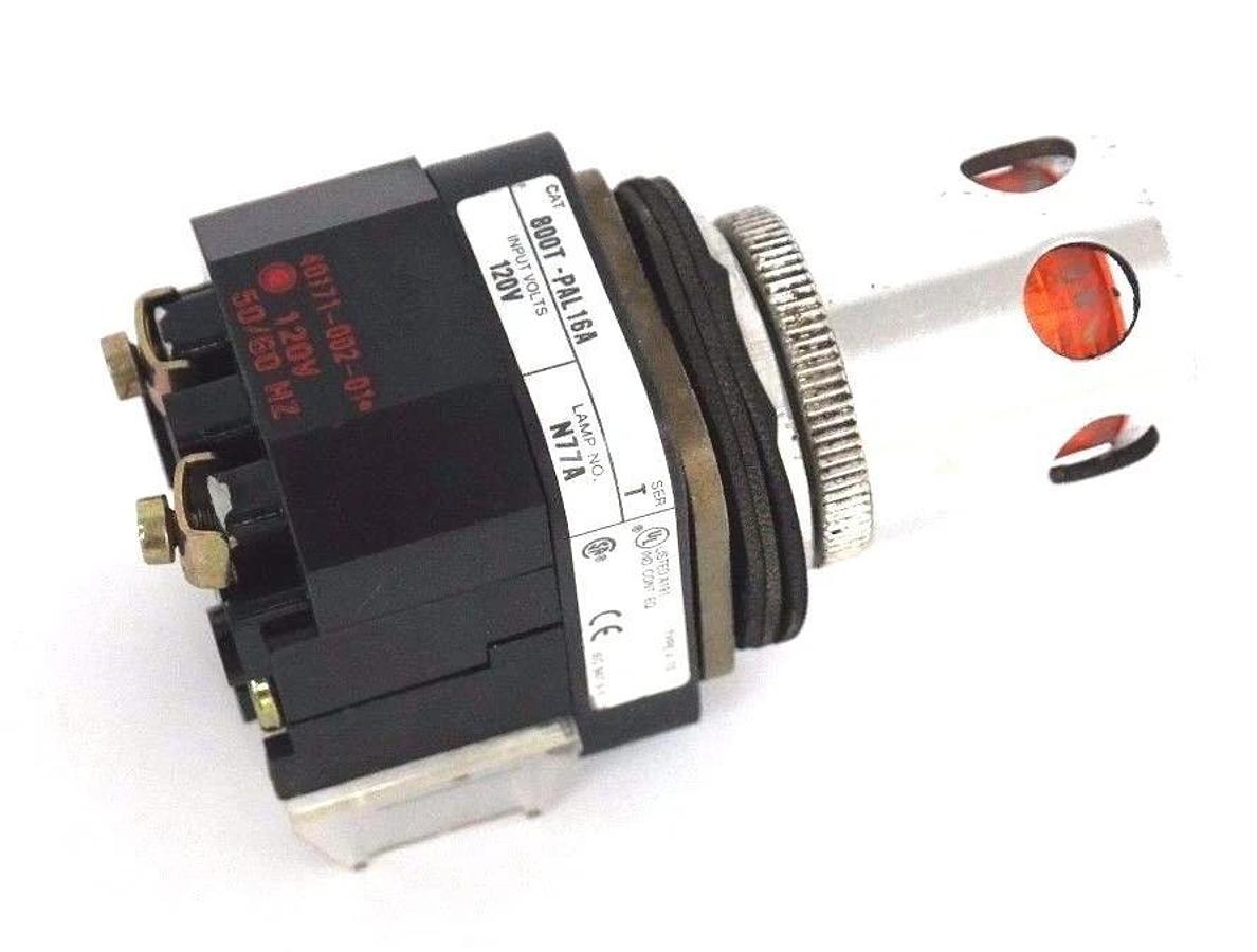 Used ALLEN BRADLEY 800T-PAL16A PUSHBUTTON 800TPAL16A SER. T 120V, 800T-XA SER. D