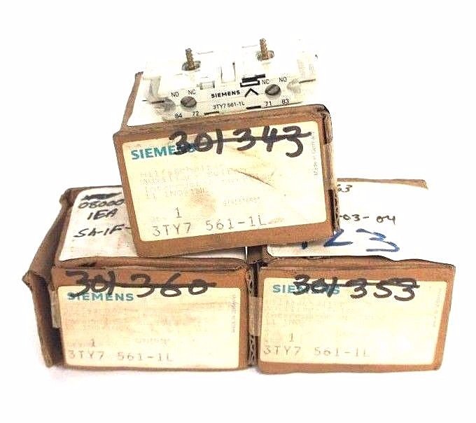 Used LOT OF 3 NIB SIEMENS 3TY7-561-1L AUXILIARY CONTACTS 1NO/1NC 3TY75611L