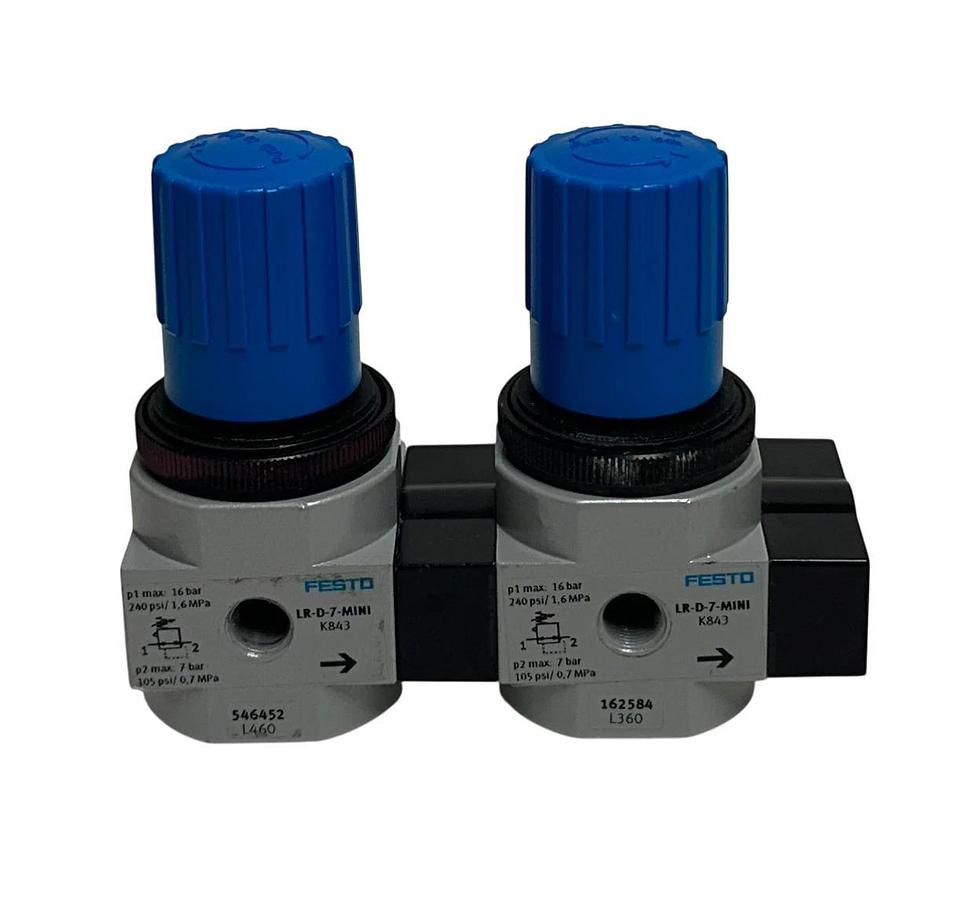 Used 2 FESTO LR-D-7-MINI / 162584 / 546452 PNEUMATIC PRESSURE REGULATORS 3/8'' USNP