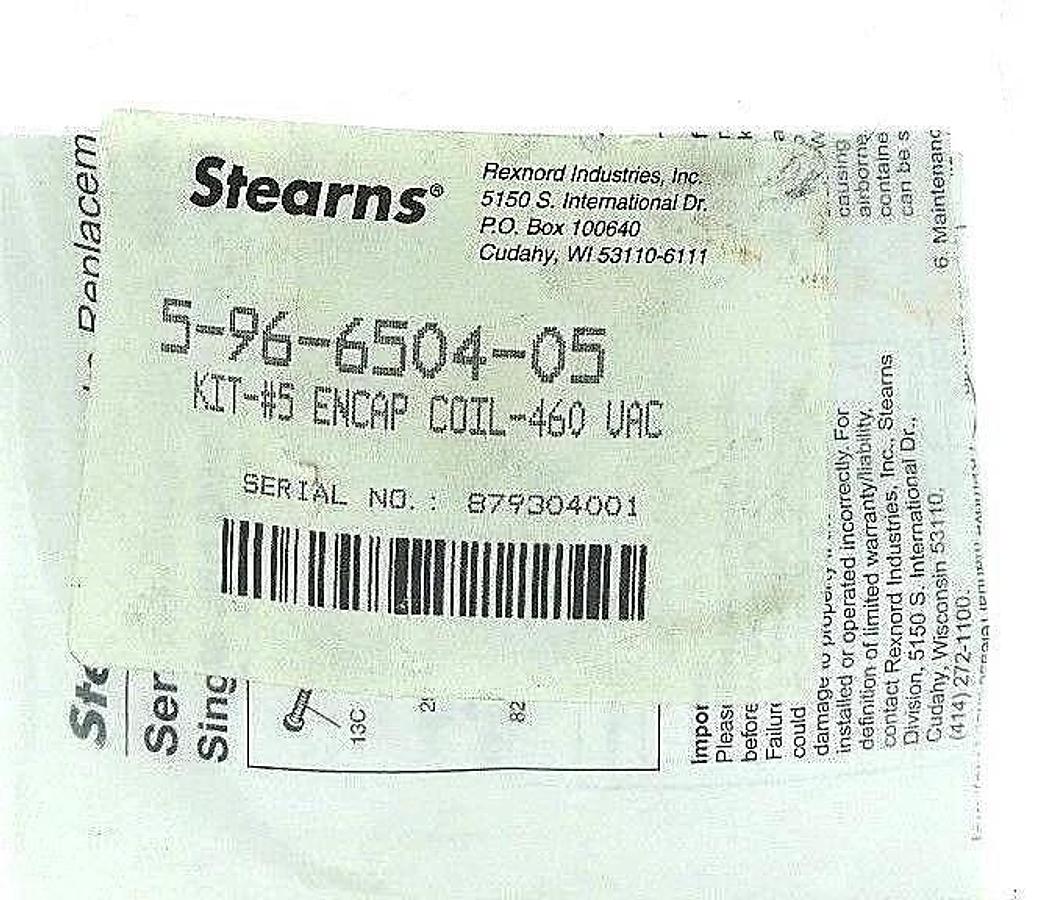 NEW STERNS 5-96-6504-05 KIT #5 ENCAP COIL 460 VAC, 596650405
