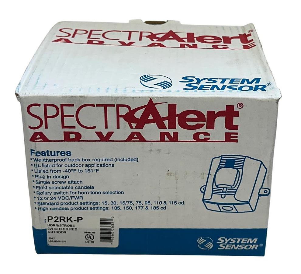 SYSTEM SENSOR P2RK-P / P2RKP SPECTRAlert ADVANCE HORN / STROBE 8-33VDC RED NSMP