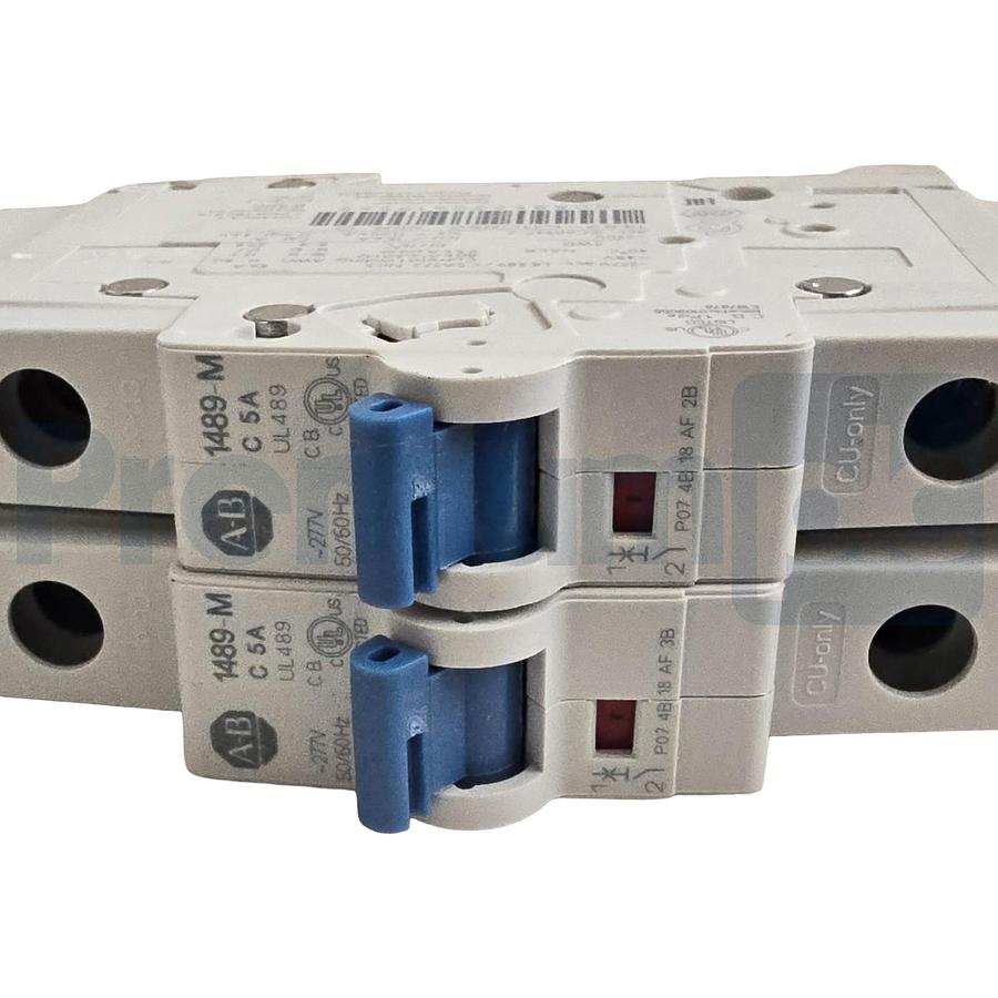 Used Box of 2 Allen-Bradley 1489-M1C050 /D Circuit Breaker, 1 Pole, 5A, C-Curve NSMP