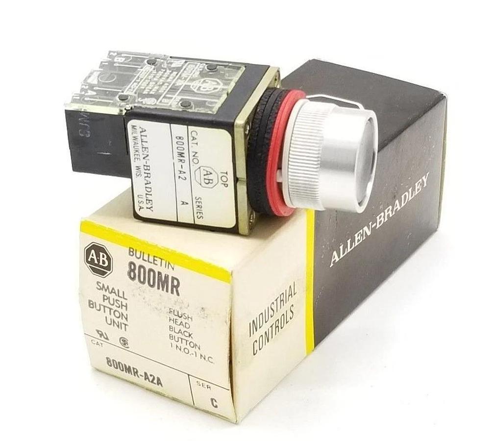 Used NIB ALLEN BRADLEY 800MR-A2A PUSH BUTTON UNIT BLACK BUTTON SER. C