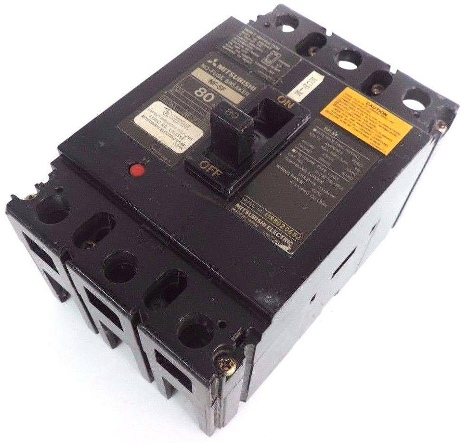 Used MITSUBISHI NF-SF3080 NO-FUSE CIRCUIT BREAKER 80A 3POLE 480VAC NF-SF *SMALL CHIP*