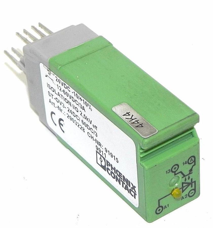 Used PHOENIX CONTACT ST-OV3- 24DC/ 60DC/3 PLUGGABLE POWER OPTOCOUPLER 2903228