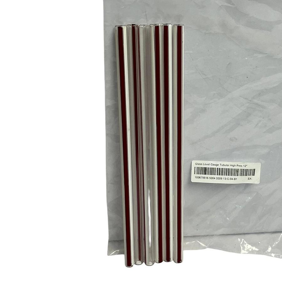 Lot of 6 High Pressure Tubular Glass Level Gauge 12" Red Line Sight Glass Tube