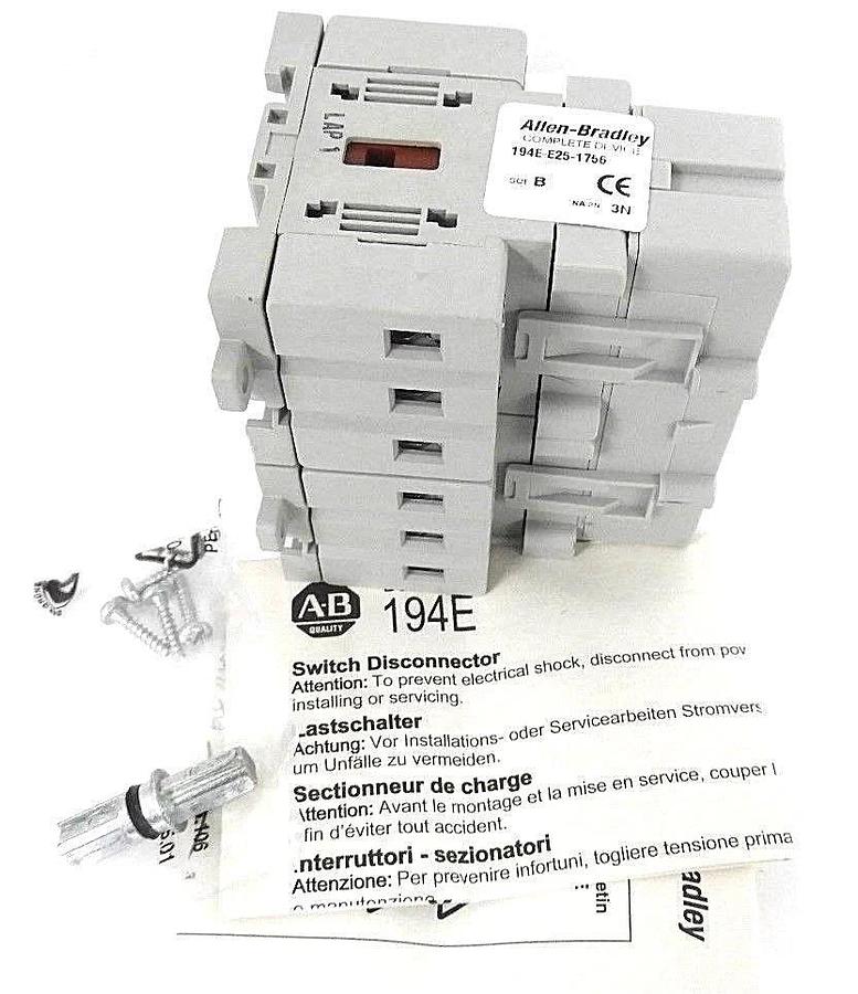 Used NIB ALLEN BRADLEY 194E-E25-1756 LOADSWITCH FRONT MOUNT SER. B, 480V, 25A, 6 POLE
