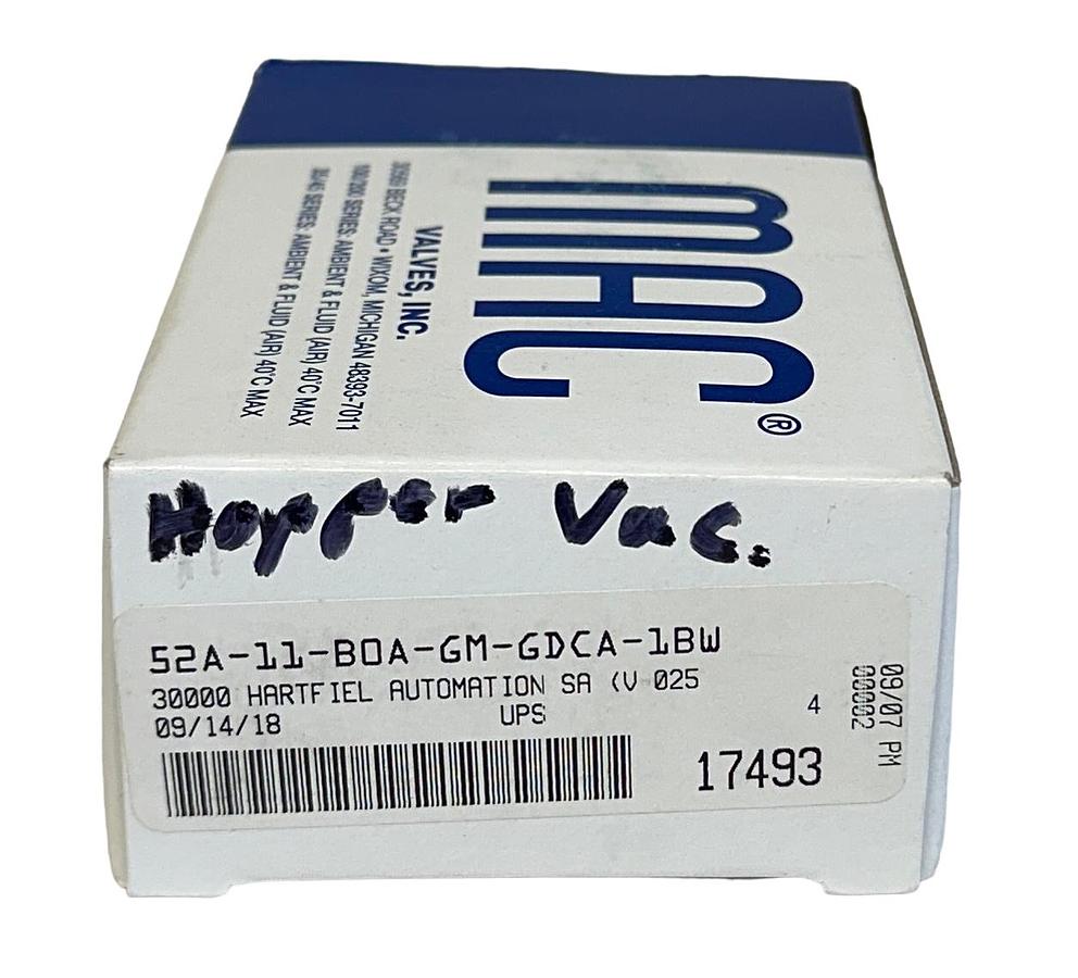 Used NEW MAC 52A-11-BOA-GM-GDCA-1BW SOLENOID VALVE 20-120PSI 24VDC 1.8W NSMP