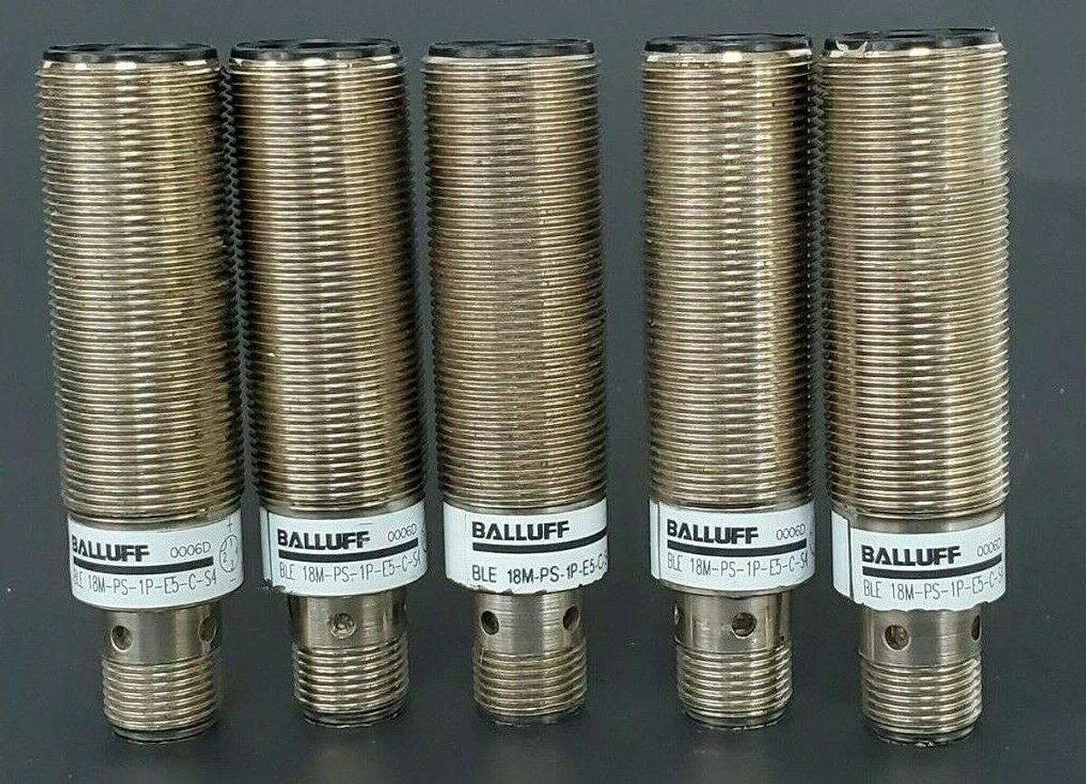 Used LOT OF 5 BALLUFF BLE-18M-PS-1P-E5-C-S4 RECEIVERS 551666, BLE18MPS1PE5CS4, 10-30