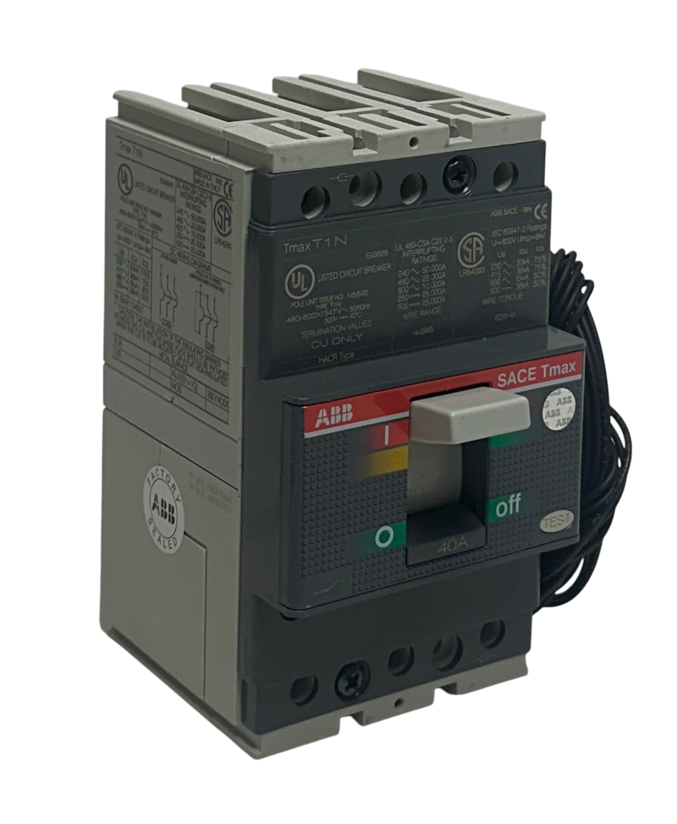 Used ABB SACE Tmax T1N / T1N040TLA / 1SDA061803R1 CIRCUIT BREAKER 40A 3-POLE AUX NSNP