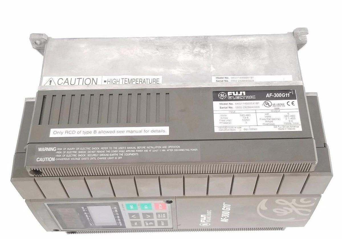 Used FUJI ELECTRIC 6KG1143005X1B1 INVERTER DRIVE 5HP, 13.6A 380/480VAC AF-300G11