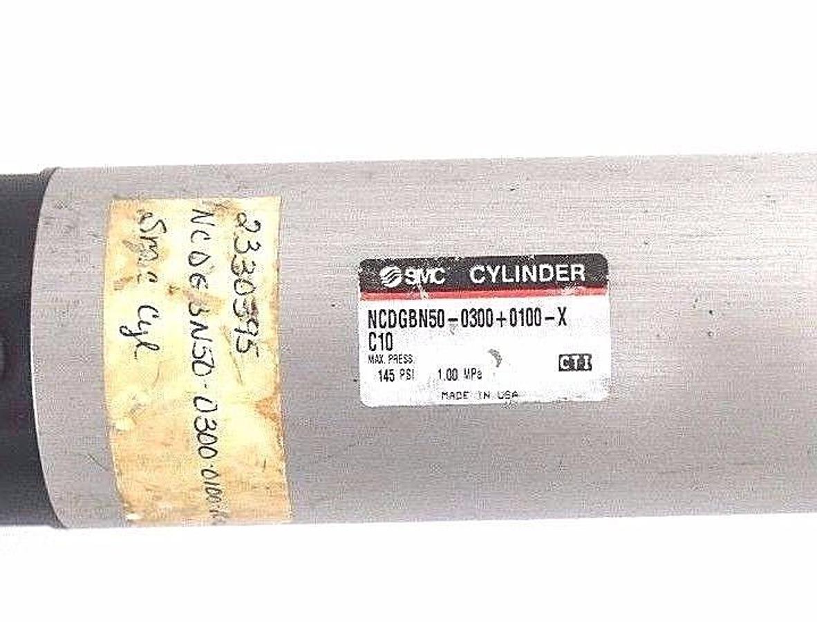 Used SMC NCDGBN50-0300+0100-X C10 CB CYLINDER MAX PRESS. 145 PSI 1.00 MPA
