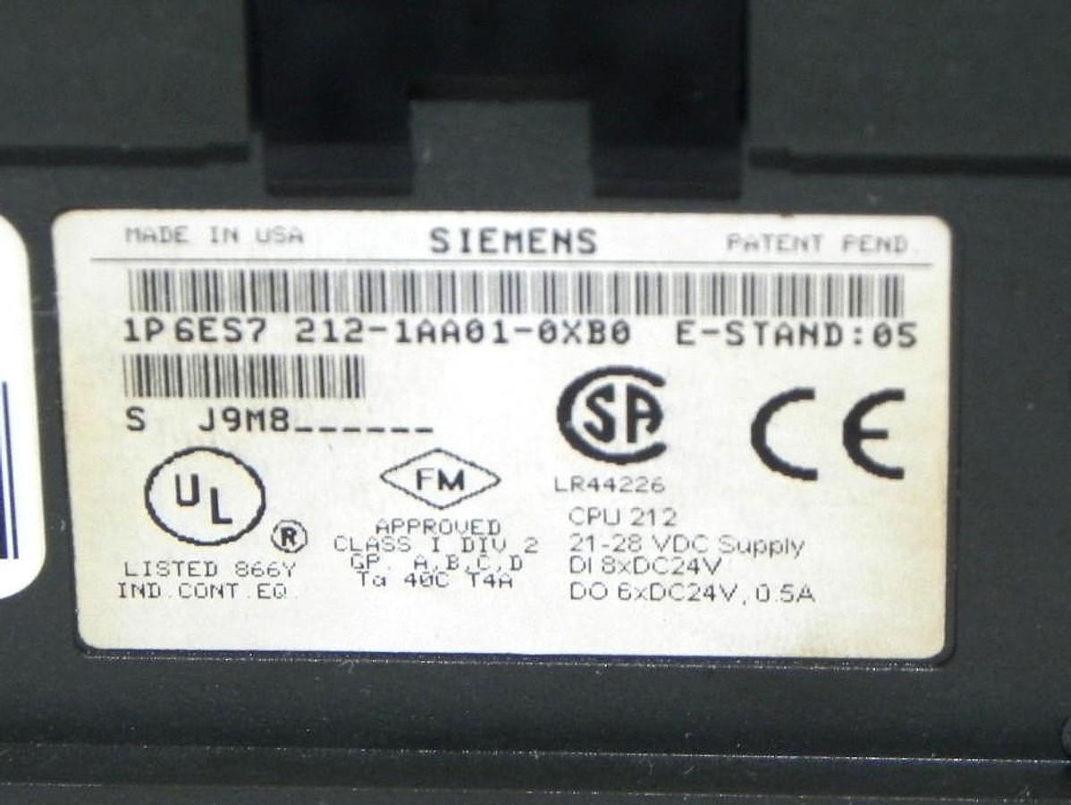 Used SIEMENS 6ES7-212-1AA01-0XB0 SIMATIC S7-200, 6ES72121AA010XB0 CPU 212, 21-28 VDC