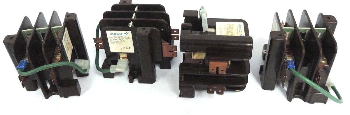 Used LOT OF 4 GOULD 2210 DP-J 20AA CONTACTORS 2210DPJ20AA, 600 VOLTS AC 25 AMP. IND.
