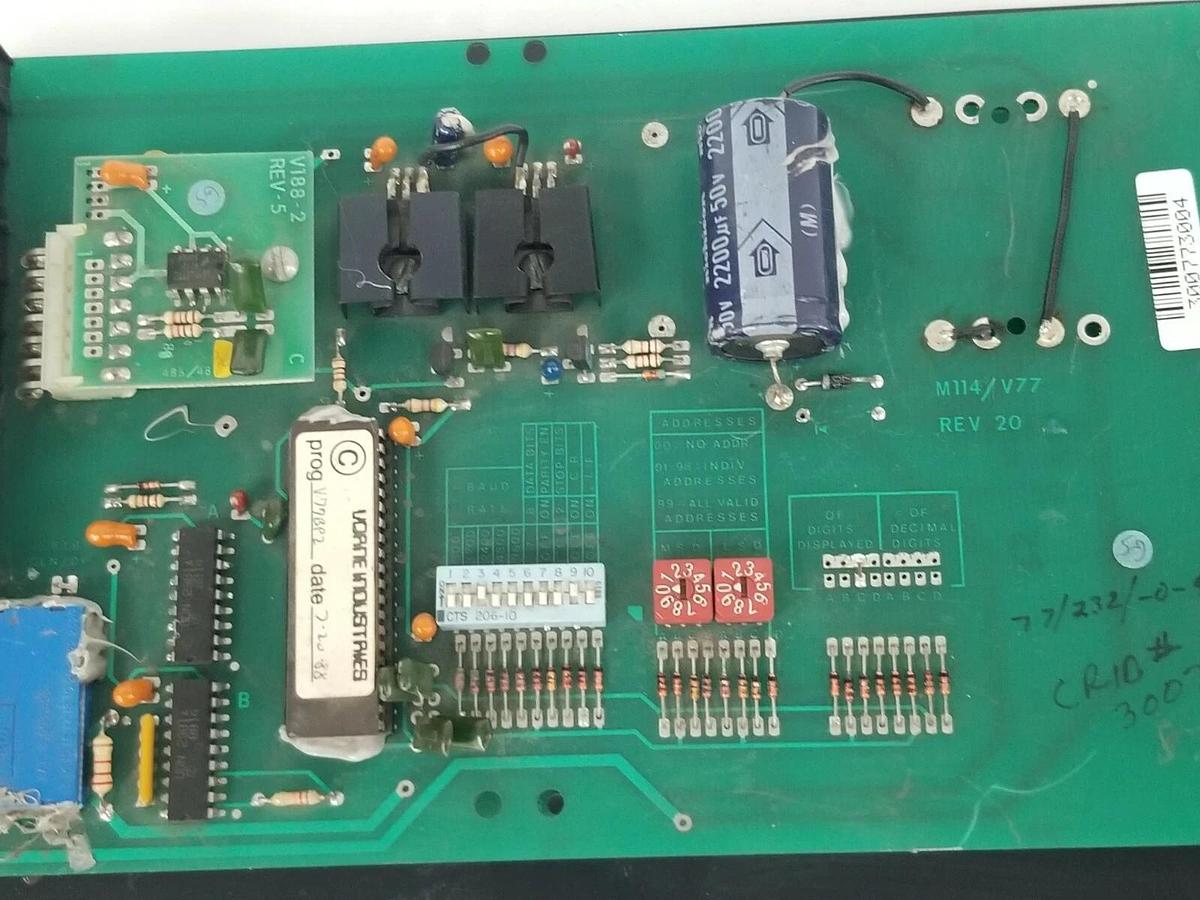 Used VORNE INDUSTRIES M114/V77 DISPLAY ASSEMBLY REV. 20 77/232/-0-485/485 V188-2