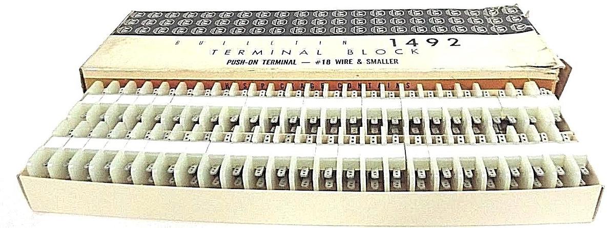 Used BOX OF 50 NEW ALLEN BRADLEY 1492-F4 SER. A TERMINAL BLOCKS 1492F4
