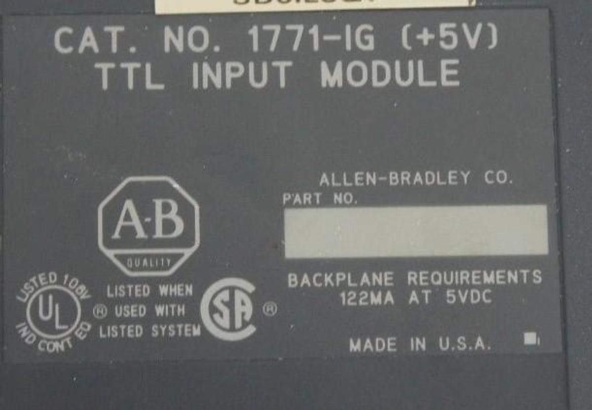 Used ALLEN BRADLEY 1771-IG (+5V) TTL INPUT MODULE 1771IG