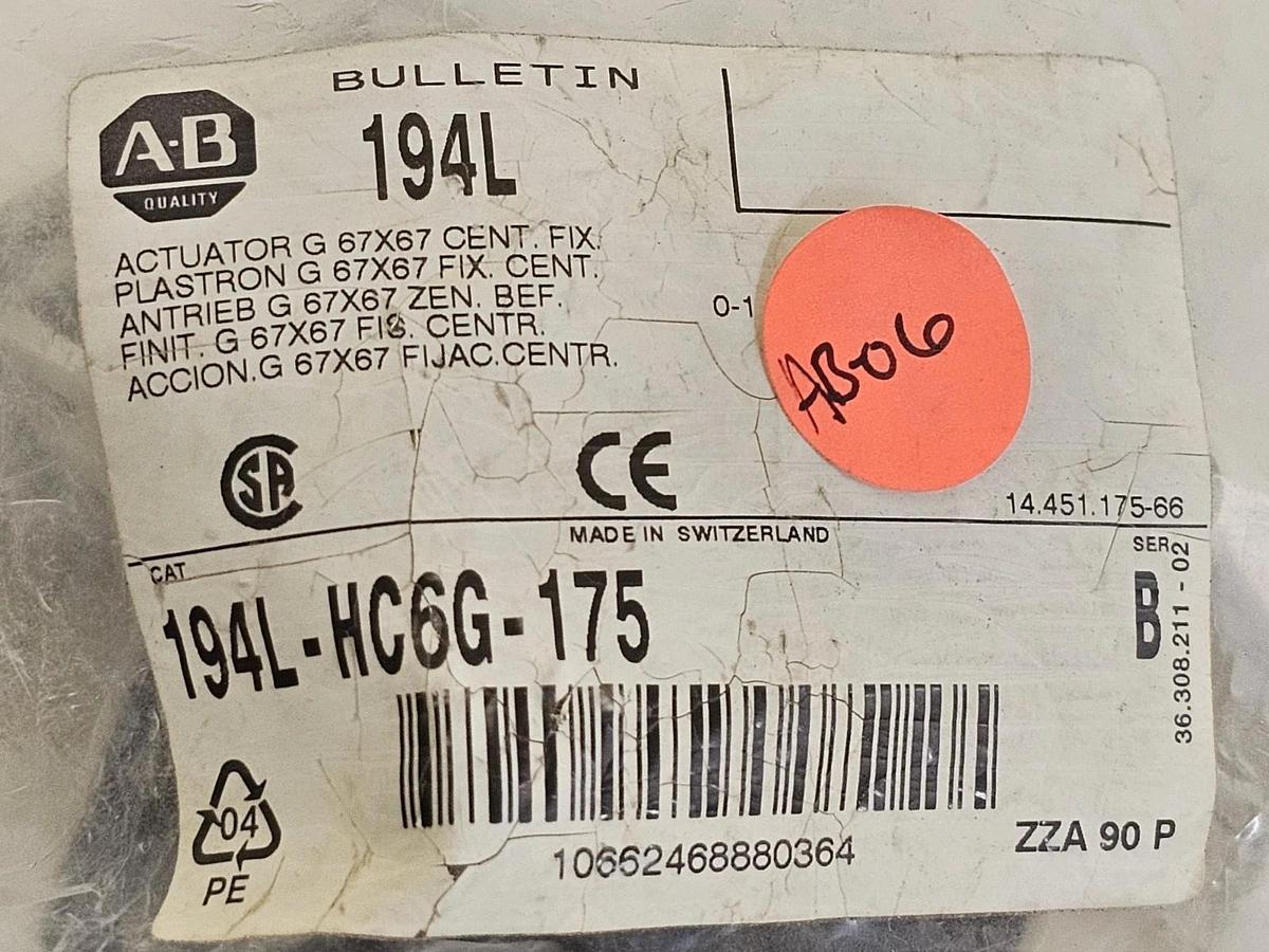 Used NEW ALLEN BRADLEY 194L-HC6G-175 ACTUATOR CONTROL AND LOAD SWITCH SER. B