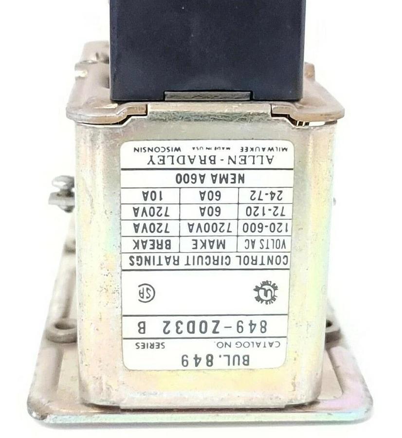 Used ALLEN BRADLEY 849-ZOD32 SER B TIME DELAY RELAY 849ZOD32 W/ 21A244 COIL 849-Z0D32