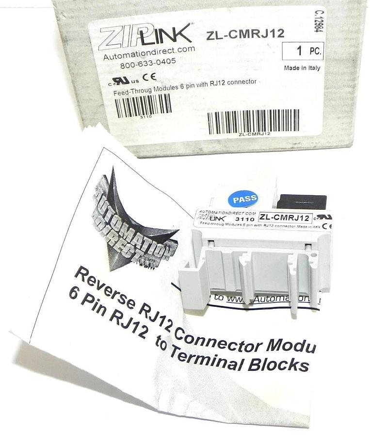 Used NIB AUTOMATION DIRECT ZL-CMRJ12 ZIPLINK FEED-TROUG CONNECTOR MODULE RJ12, 6PIN