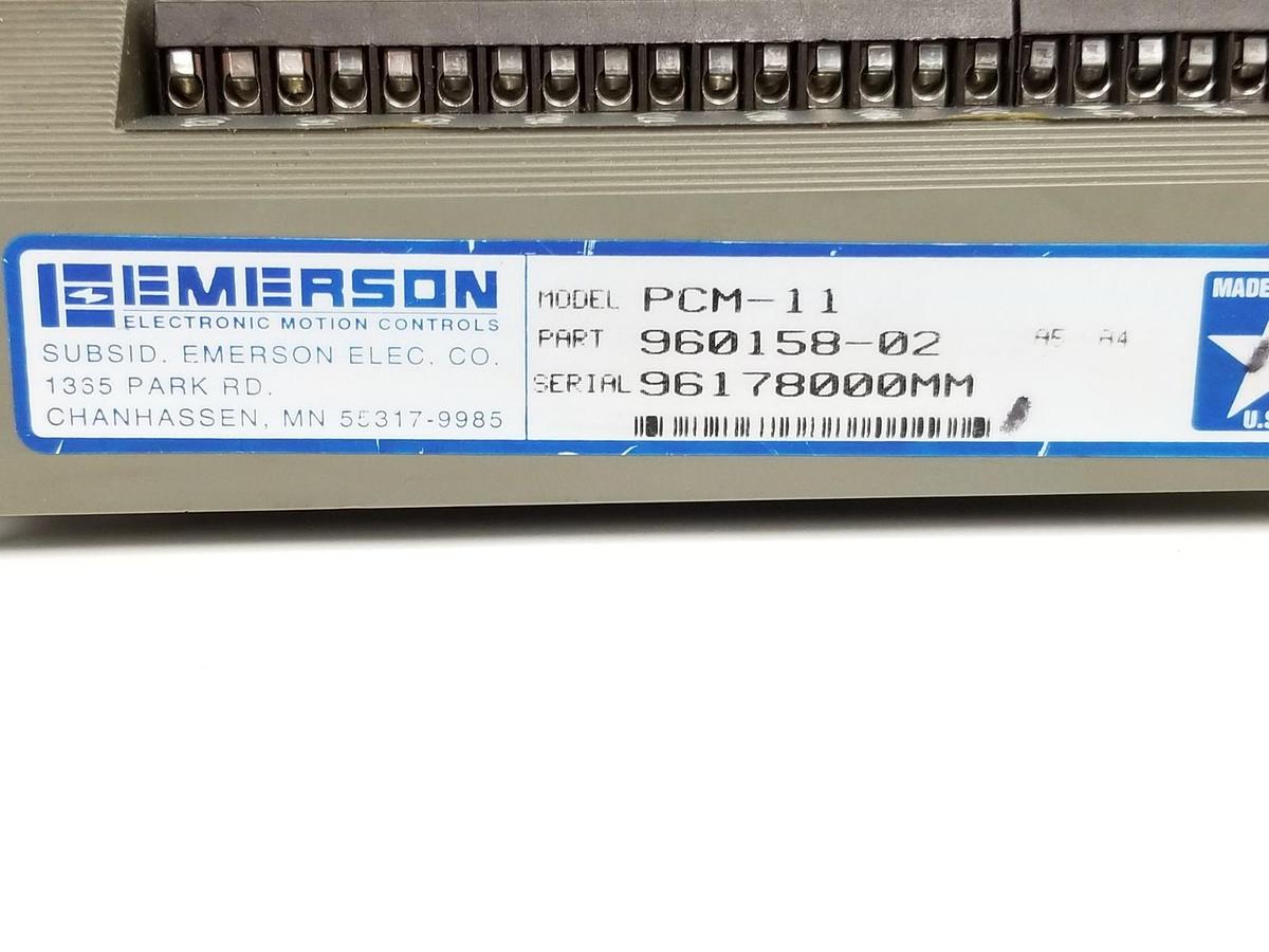 Used EMERSON PCM-11 MOTION PROGRAM CONTROLLER 960158-02 (FOR PARTS)