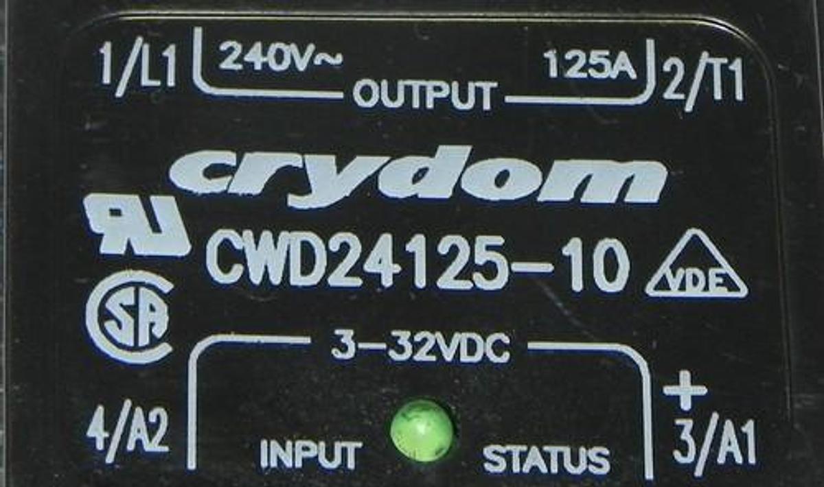 Used CRYDOM CWD24125-10 RELAY W/ ECD 25MW1-682-401C BOARD CWD2412510