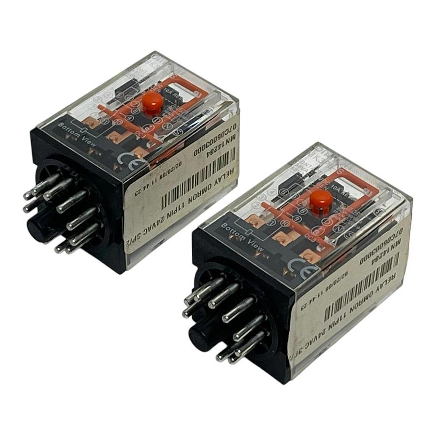 Lot of 2 Omron MK3P5-S 11-Pin Plug-in Relays 24VAC 3PDT 10A New Surplus