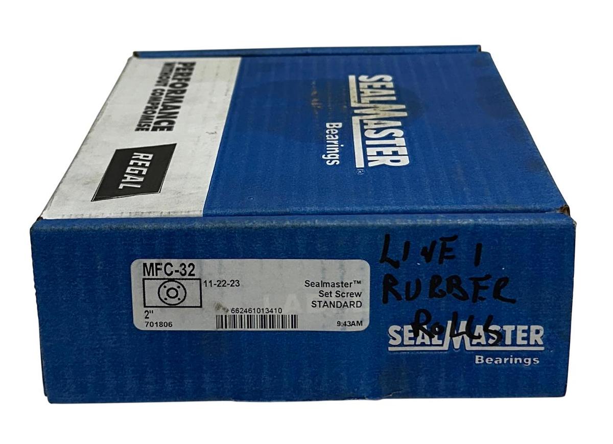 Used REGAL SEALMASTER MFC-32 / 701806 SET SCREW FLANGE-MOUNT BALL BEARING 2'' NSMP