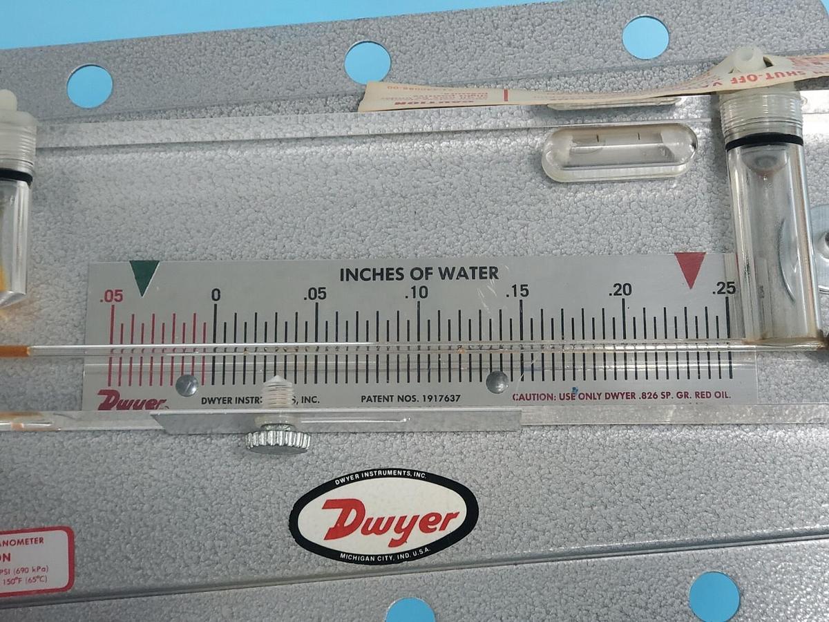 Used NEW DWYER 215 6" INCLINED MANOMETER STATIONARY GAUGE .05-0-.25" H2O
