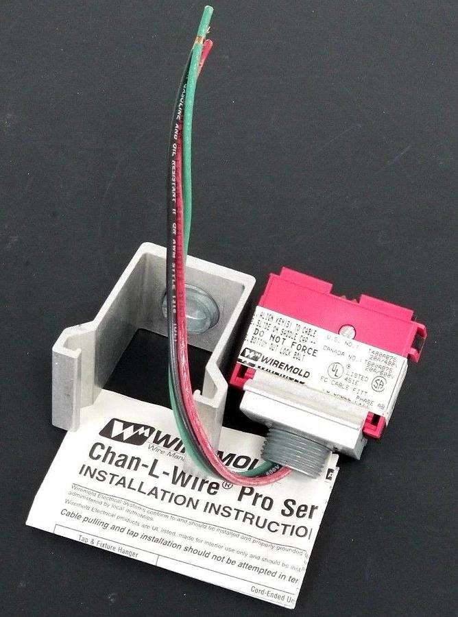 Used NIB WIREMOLD T480AB75 TAP & FIXTURE HANGER 3/4'' 20A/480V BLACK/RED T600AB75