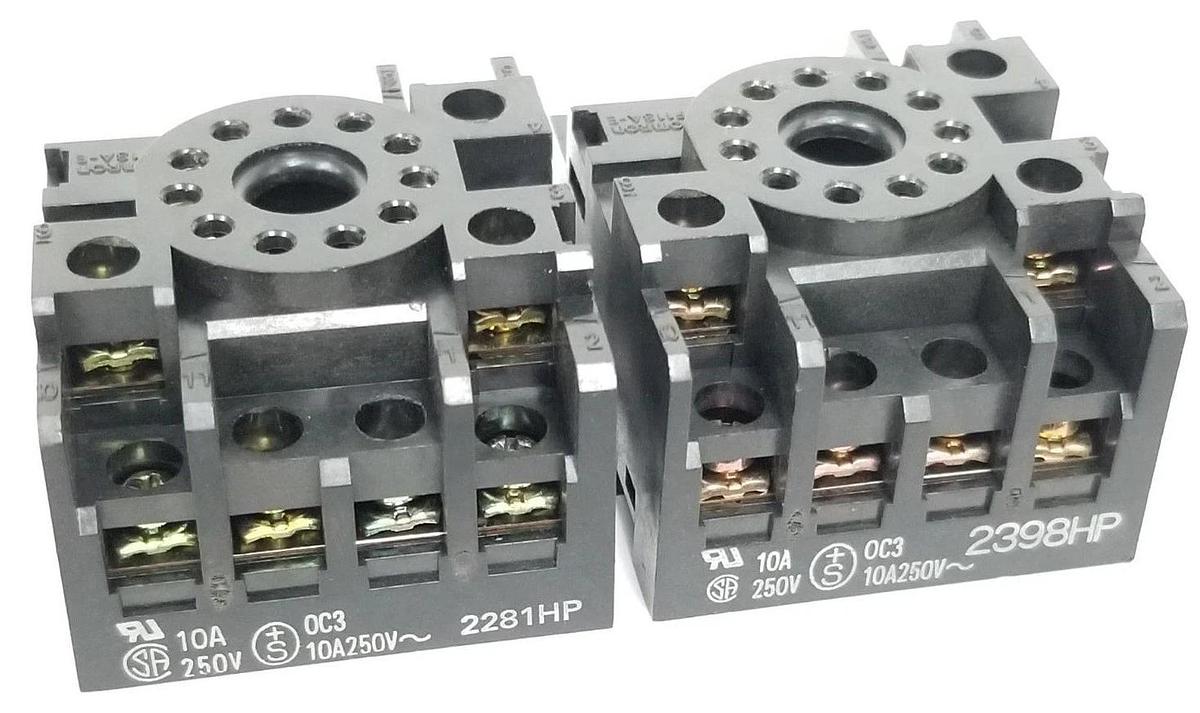 Used LOT OF 2 OMRON PF113A-E RELAY SOCKET BASES 10A 250V 0C3 PF113AE