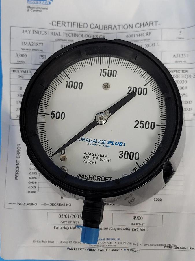Used NIB ASHCROFT 451279SS02L3000# DURAGAUGE 1MA21877-016, SIZE: 4-12