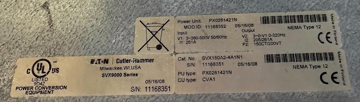 Used USED EATON CUTLER HAMMER SVX150A2-4A1N1 SVX9000 SERIES VFD 150HP PX0261421N