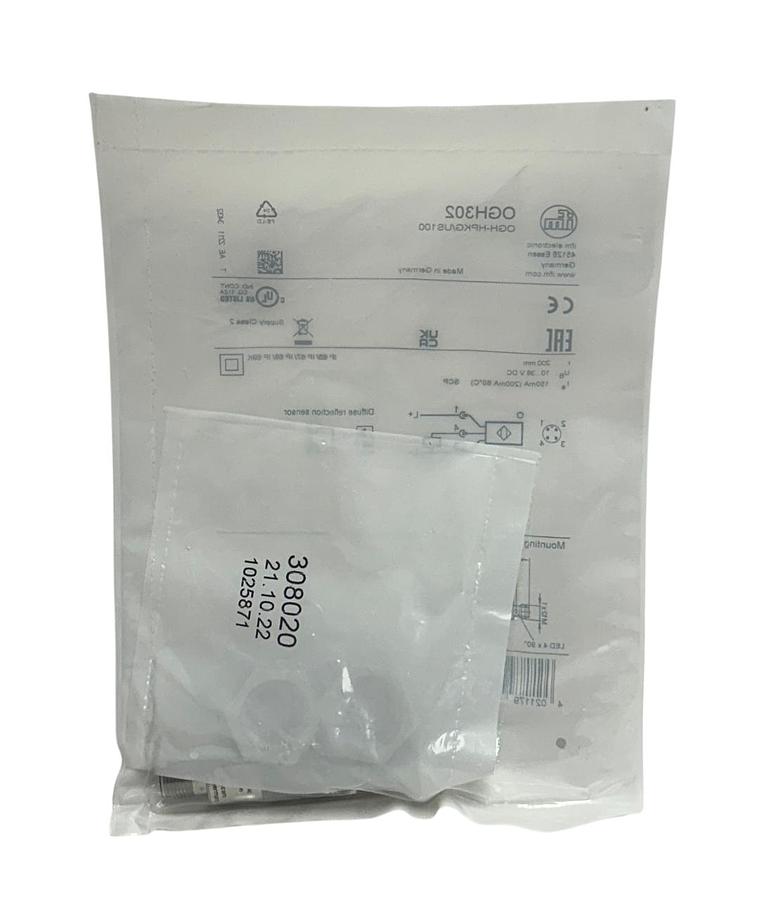 IFM ELECTRONIC OGH-HPKG/US100 / OGH302 DIFFUSE REFLECTION SENSOR 10-36VDC NSFS