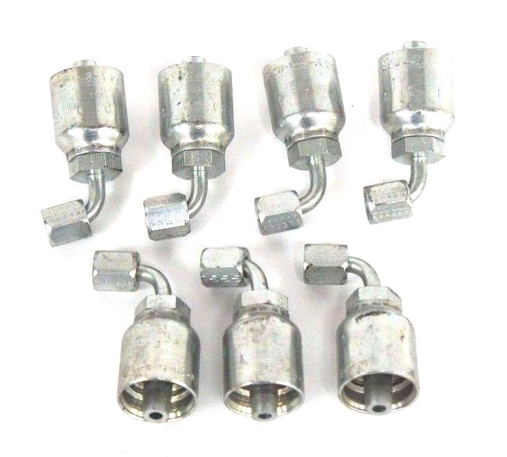 Used LOT OF 7 NEW PARKER 13943-4-6 PARKRIMP PERMANENT ELBOWS FEMALE JIC X 1/4"