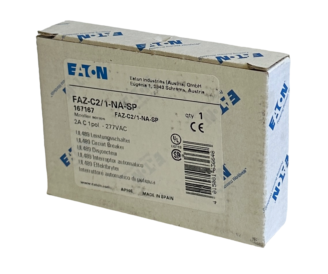 Used NEW EATON FAZ-C2/1-NA-SP / 167167 MOELLER SERIES 2A CIRCUIT BREAKER 1POL 277VAC