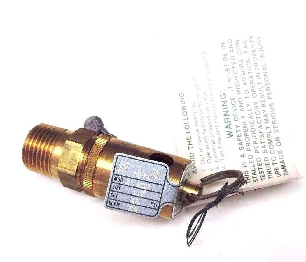 Used NIB KUNKLE 48AC01 SAFETY VALVE SIZE: 1/2'' SET 45 PSI