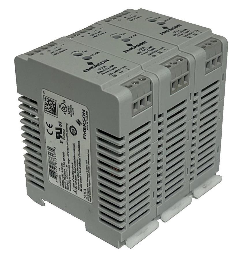 Lot of 3 Emerson SolaHD SVL 4-12-100 DIN Rail Power Supplies 12V 4A 48W